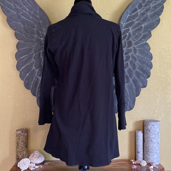 Gaiam Waffle Knit Open Cardigan Sweater - Picture 6 of 8